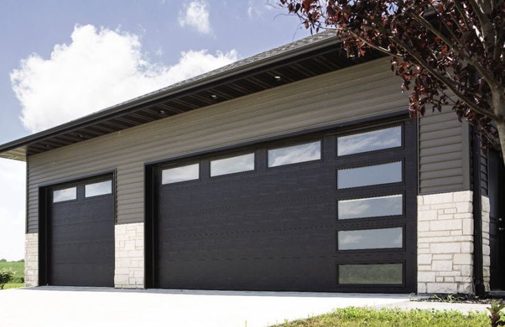 Garage door with windows