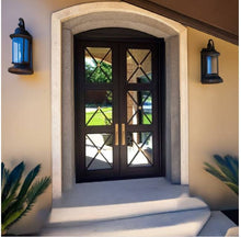 Load image into Gallery viewer, Artemis Double Iron Doors: Regency Style with Tempered Glass &amp; Insulated Flush Bolt System
