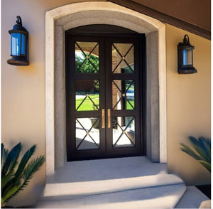 Artemis Double Iron Doors: Regency Style with Tempered Glass & Insulated Flush Bolt System