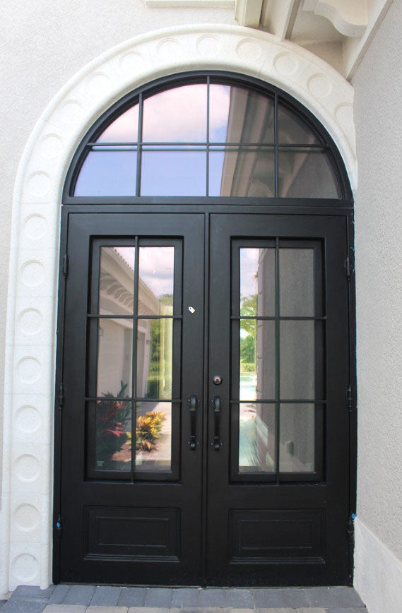 Double wood door with rectangular transom ⋆ Portatec