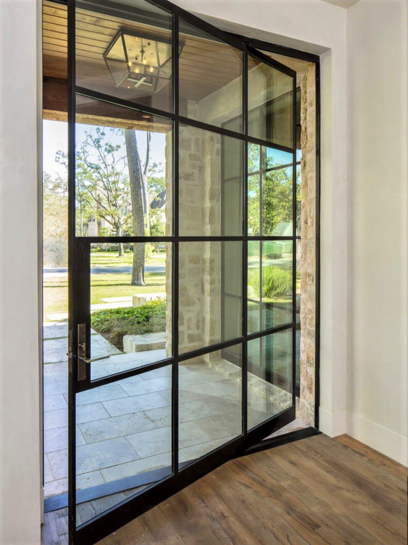 Luxury Multi-Pane Pivot Door – Custom Iron Door Pros