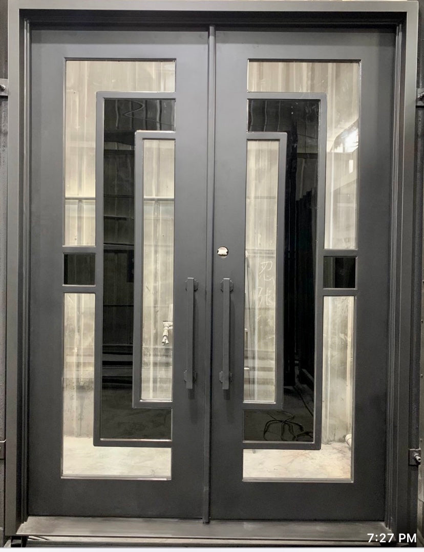 Hestia Iron Door with Black Glass detail