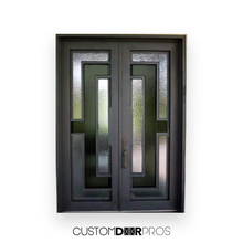 Load image into Gallery viewer, Hestia Iron Door with Black Glass detail
