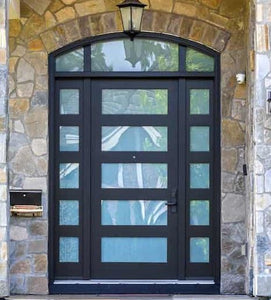 Atlas Contemporary Iron Door with Sidelights