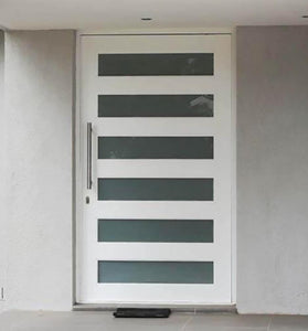 Alister 6-Panel Frosted Glass Pivot Door with L-Hand Inswing