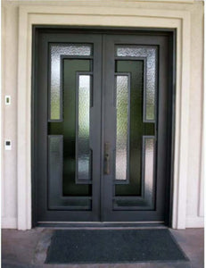 Hestia Iron Door with Black Glass detail